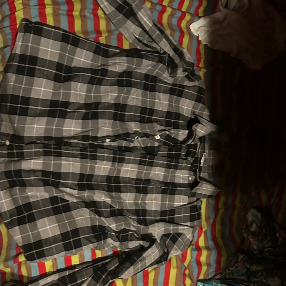 Merona Black and Gray Plaid Shirt
